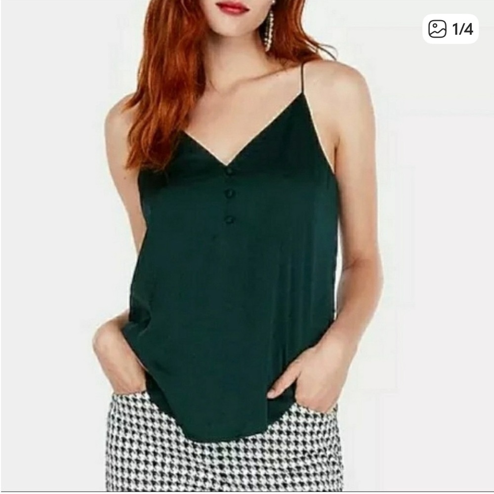 Express Satin Emerald Downtown Camisole Top sz S adjustable straps